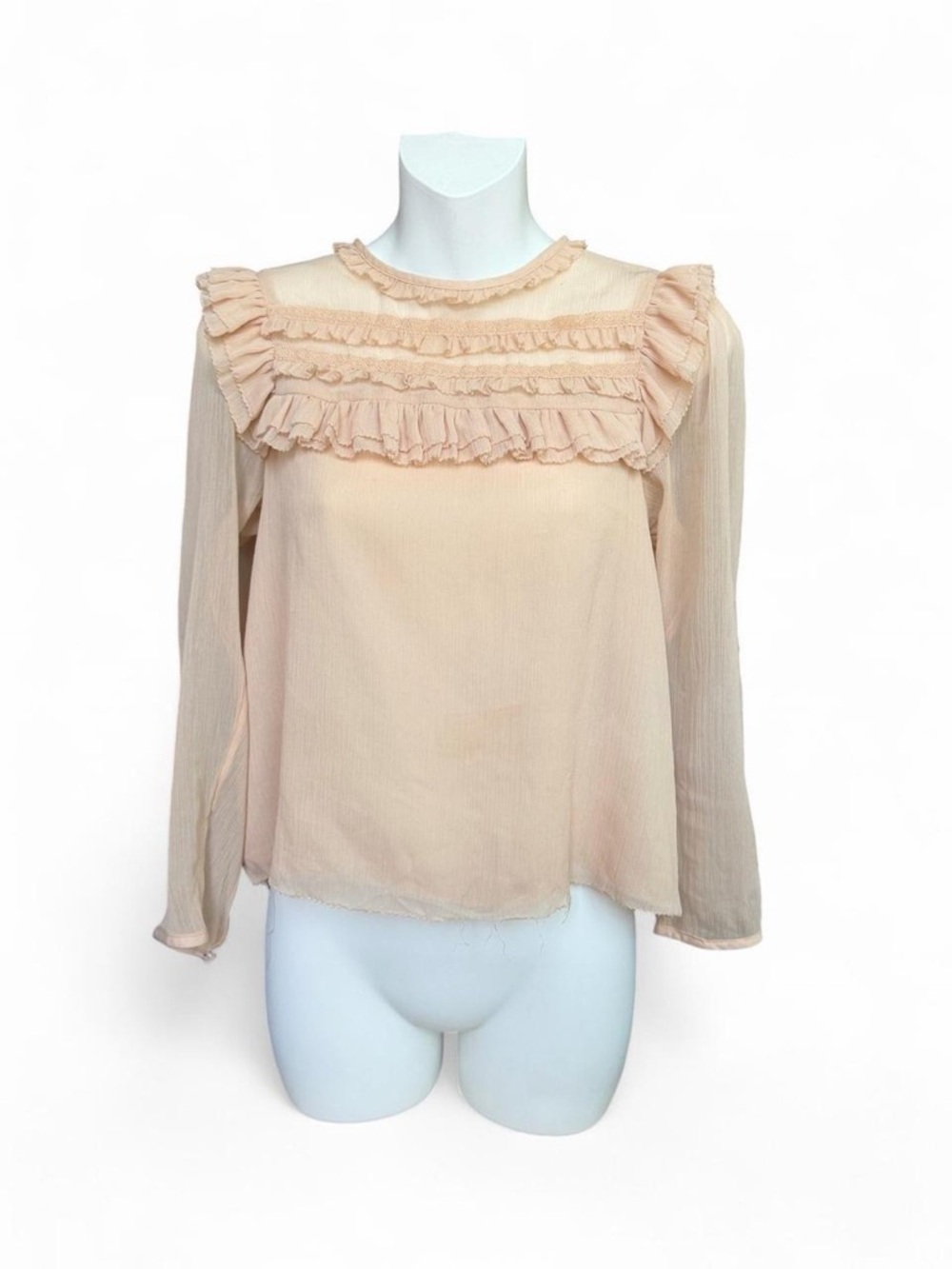 Ruffled Peasant Blouse - Blush Pink
